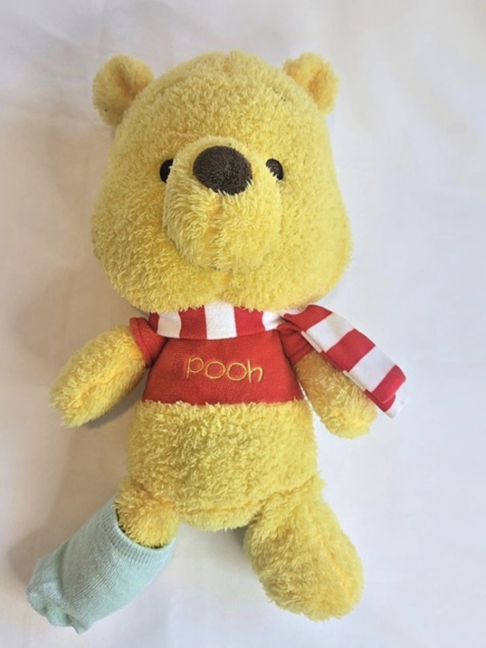 Disney Baby Winnie the Pooh w Scarf Crinkle Feet Plush Stuffed Animal Toy 13"